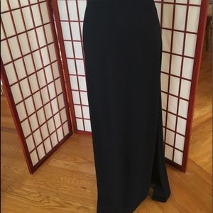 St John Basics- long Santana knit black side slit.